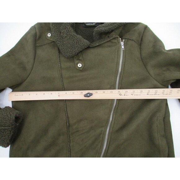 The Fifth Label Womens Coat Large Green Moto Fleece Sherpa Zip Up Classic - Picture 11 of 16